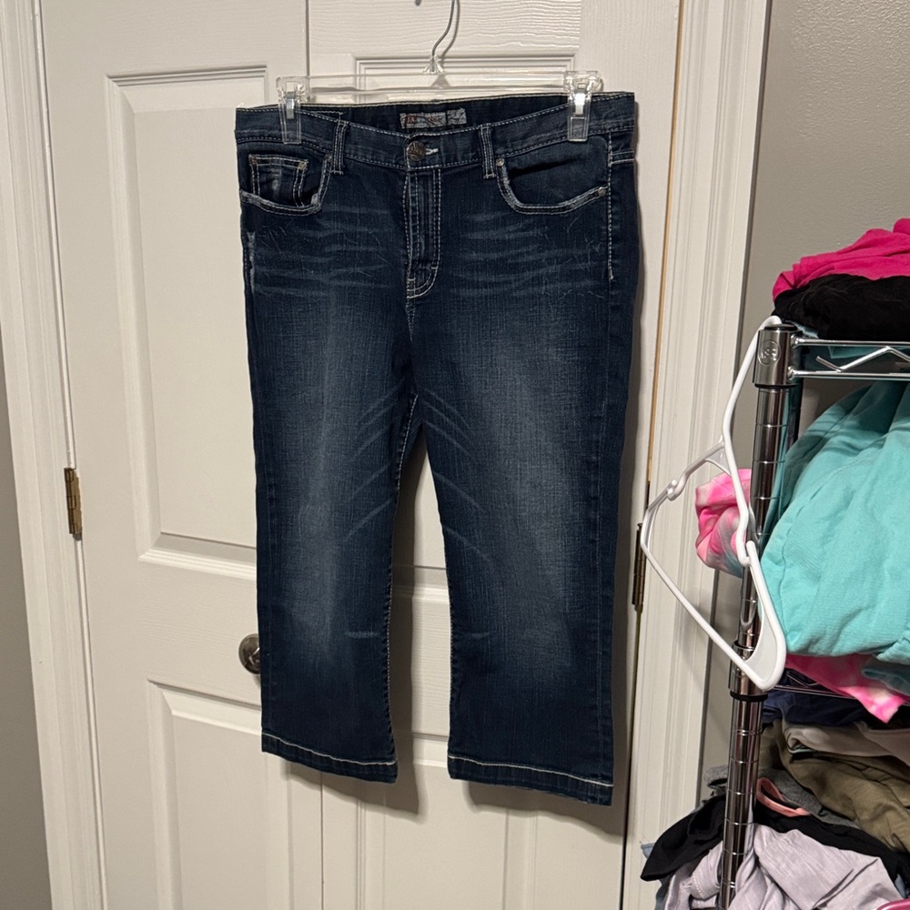 BKE Women's Dark Blue Cropped Jeans